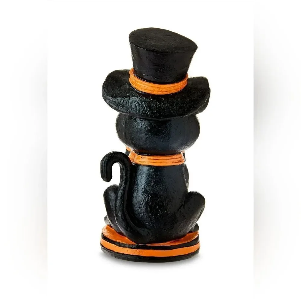 New Resin Vintage Cat Tabletop Decor, Black & Orange, 10